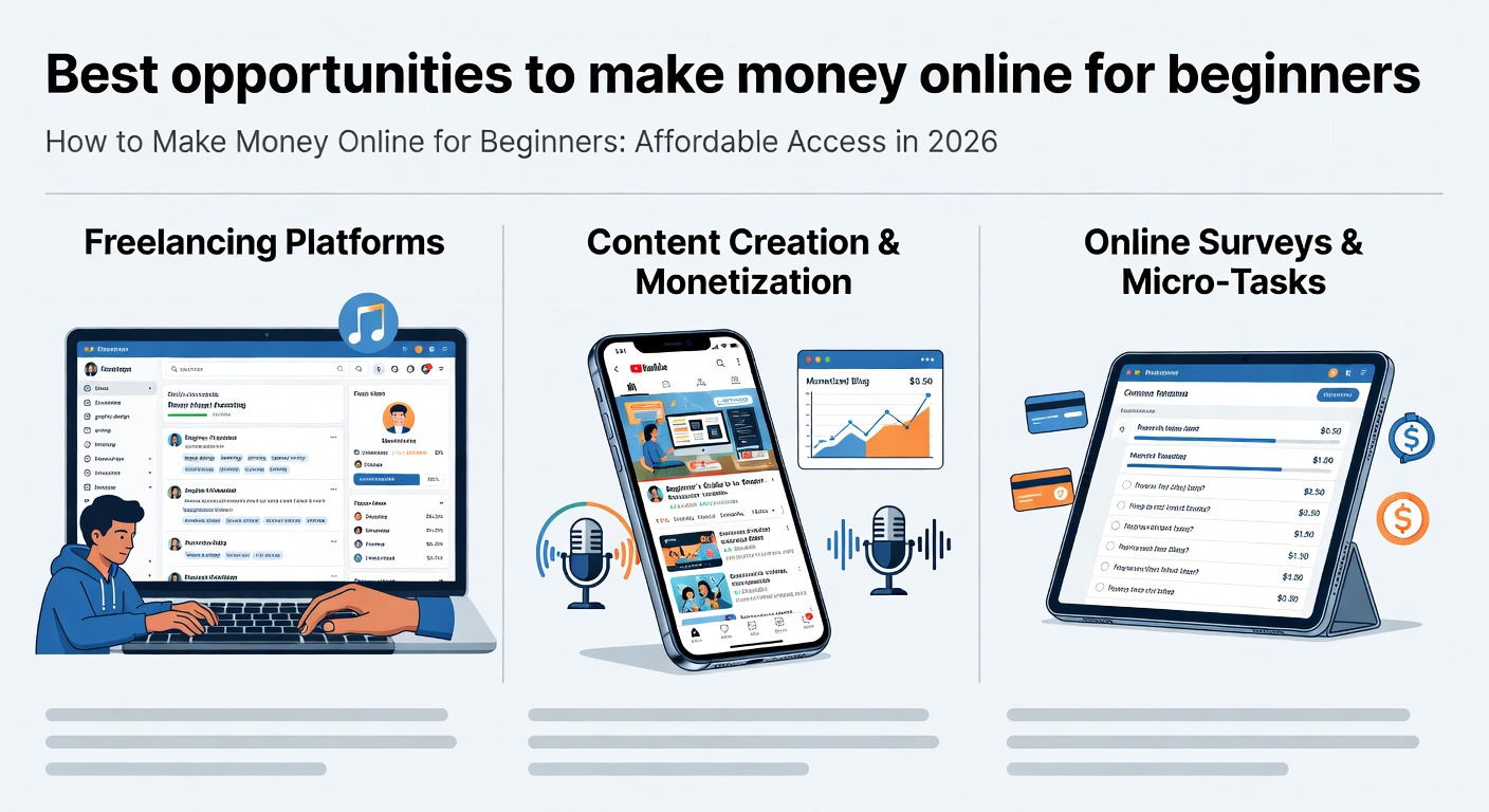 How to Make Money Online for Beginners: Affordable Access in 2026 — Best opportunities to make money online for beginners