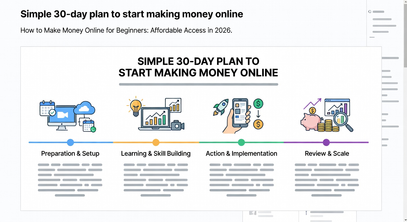 How to Make Money Online for Beginners: Affordable Access in 2026 — Simple 30-day plan to start making money online