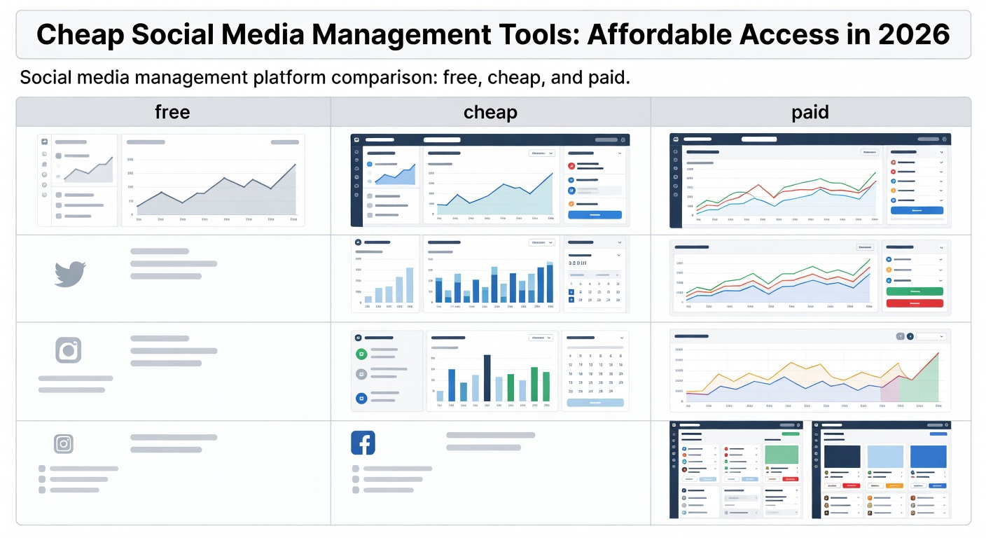 Cheap Social Media Management Tools: Affordable Access in 2026 — Social media management platform comparison: free, cheap, and paid